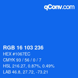 Color code: RGB 16 103 236 | qconv.com