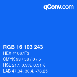 Color code: RGB 16 103 243 | qconv.com