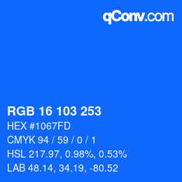 Color code: RGB 16 103 253 | qconv.com