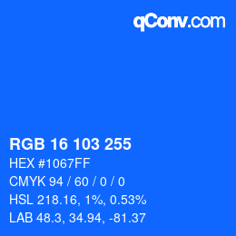 Color code: RGB 16 103 255 | qconv.com