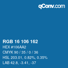 Color code: RGB 16 106 162 | qconv.com