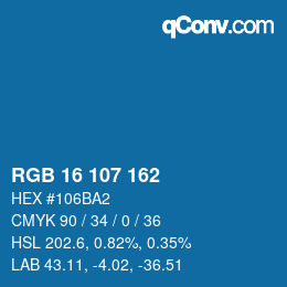 Color code: RGB 16 107 162 | qconv.com