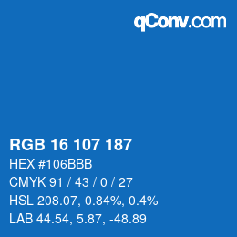 Color code: RGB 16 107 187 | qconv.com