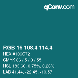 カラーコード: RGB 16 108.4 114.4 | qconv.com