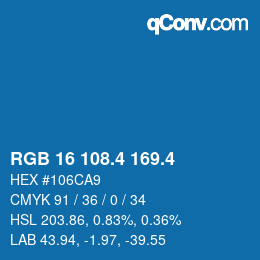 カラーコード: RGB 16 108.4 169.4 | qconv.com
