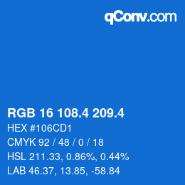 カラーコード: RGB 16 108.4 209.4 | qconv.com