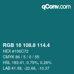 カラーコード: RGB 16 108.8 114.4 | qconv.com