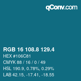 カラーコード: RGB 16 108.8 129.4 | qconv.com