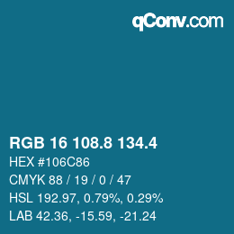 カラーコード: RGB 16 108.8 134.4 | qconv.com
