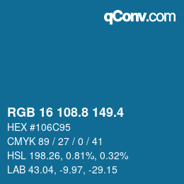 カラーコード: RGB 16 108.8 149.4 | qconv.com