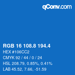 カラーコード: RGB 16 108.8 194.4 | qconv.com