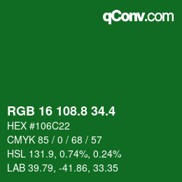 カラーコード: RGB 16 108.8 34.4 | qconv.com