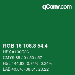 カラーコード: RGB 16 108.8 54.4 | qconv.com