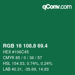 カラーコード: RGB 16 108.8 69.4 | qconv.com