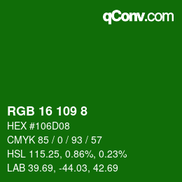 Color code: RGB 16 109 8 | qconv.com