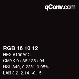 Farbcode: RGB 16 10 12 | qconv.com