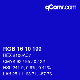 Color code: RGB 16 10 199 | qconv.com