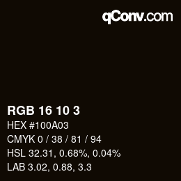 Color code: RGB 16 10 3 | qconv.com