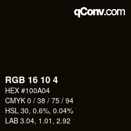 Color code: RGB 16 10 4 | qconv.com