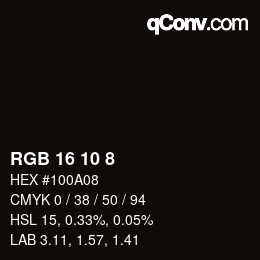 カラーコード: RGB 16 10 8 | qconv.com