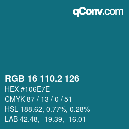 カラーコード: RGB 16 110.2 126 | qconv.com