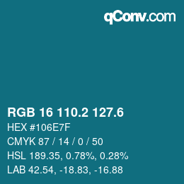 カラーコード: RGB 16 110.2 127.6 | qconv.com
