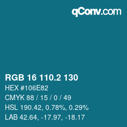 カラーコード: RGB 16 110.2 130 | qconv.com