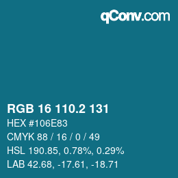 カラーコード: RGB 16 110.2 131 | qconv.com