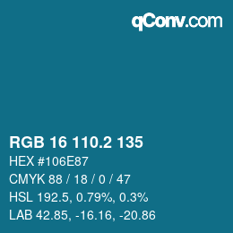 カラーコード: RGB 16 110.2 135 | qconv.com