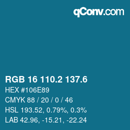 カラーコード: RGB 16 110.2 137.6 | qconv.com