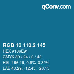 カラーコード: RGB 16 110.2 145 | qconv.com