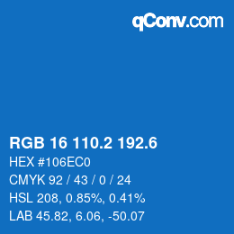 カラーコード: RGB 16 110.2 192.6 | qconv.com