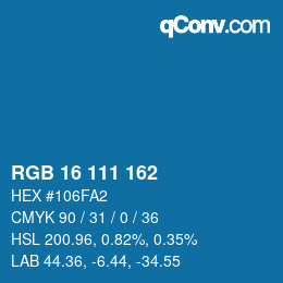 カラーコード: RGB 16 111 162 | qconv.com