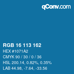 Color code: RGB 16 113 162 | qconv.com