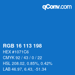 Color code: RGB 16 113 198 | qconv.com