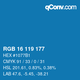 Color code: RGB 16 119 177 | qconv.com