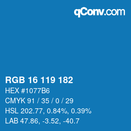 Color code: RGB 16 119 182 | qconv.com