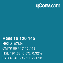 カラーコード: RGB 16 120 145 | qconv.com