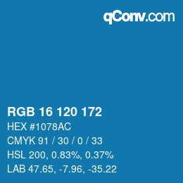 Color code: RGB 16 120 172 | qconv.com