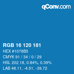 カラーコード: RGB 16 120 181 | qconv.com