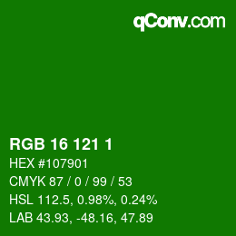 Color code: RGB 16 121 1 | qconv.com