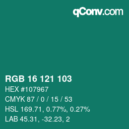 Color code: RGB 16 121 103 | qconv.com