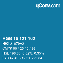 Color code: RGB 16 121 162 | qconv.com