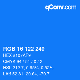 Color code: RGB 16 122 249 | qconv.com
