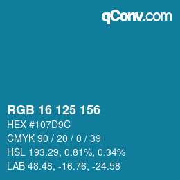 Color code: RGB 16 125 156 | qconv.com