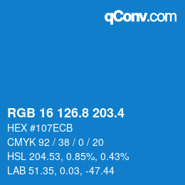 カラーコード: RGB 16 126.8 203.4 | qconv.com
