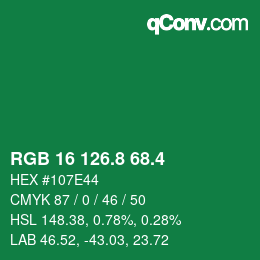 カラーコード: RGB 16 126.8 68.4 | qconv.com