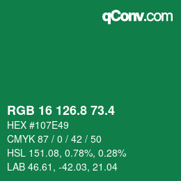 カラーコード: RGB 16 126.8 73.4 | qconv.com