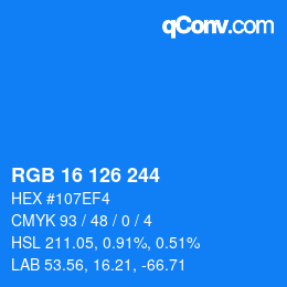 Código de color: RGB 16 126 244 | qconv.com