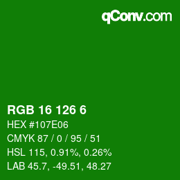 Color code: RGB 16 126 6 | qconv.com